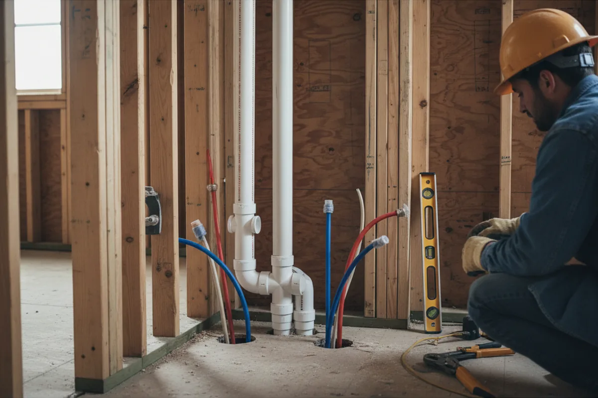 Drain and supply rough-in during Leak Detection in Salem